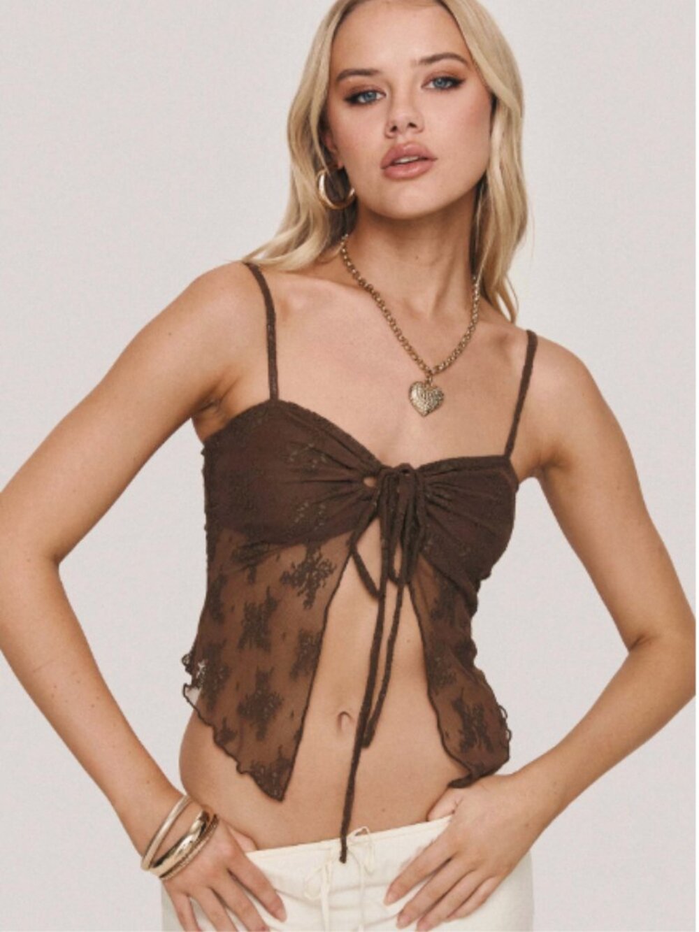 Princess Polly Andorra Top Brown - Picture 1 of 4